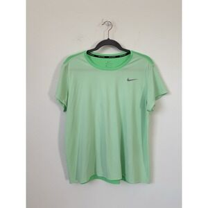 Nike Fit Dri Womens Running‎ Shirt Sz X-Large Green Moisture Wicking Activewear